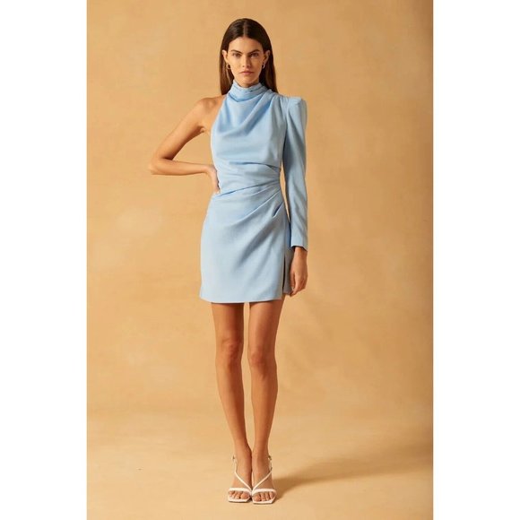 MISHA Romeo Dress Bluebell Draped Turtleneck - Picture 1 of 5